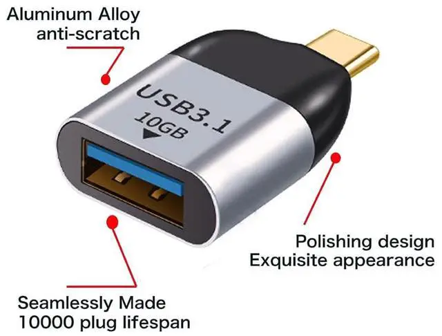 Alt view image 7 of 7 - Vszerda USB C OTG Adapter,USB 3.0 Type A Female to USB 3.1 Type C Male Host OTG Data 10Gbps Adapter for Laptop & Phone