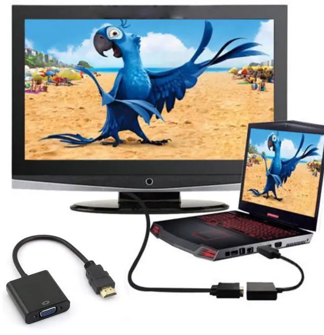 Alt view image 5 of 7 - Vszerda HDMI to VGA Adapter, Gold-Plated HDMI Male to VGA Female Cable Adapter with Micro/Mini HDMI Converter for Computer, Desktop, Laptop, Monitor, Projector
