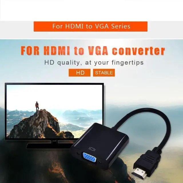 Alt view image 2 of 7 - Vszerda HDMI to VGA Adapter, Gold-Plated HDMI Male to VGA Female Cable Adapter with Micro/Mini HDMI Converter for Computer, Desktop, Laptop, Monitor, Projector