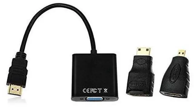Alt view image 7 of 7 - Vszerda HDMI to VGA Adapter, Gold-Plated HDMI Male to VGA Female Cable Adapter with Micro/Mini HDMI Converter for Computer, Desktop, Laptop, Monitor, Projector