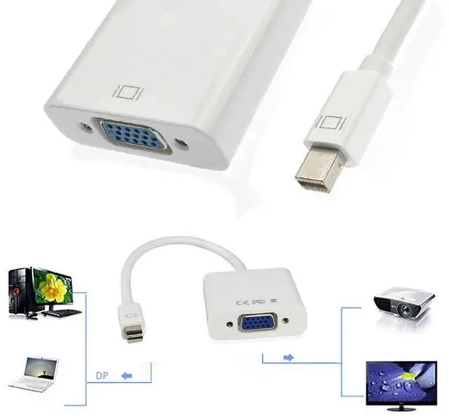 Alt view image 3 of 7 - Vszerda Mini Displayport DP to VGA Adapter Cable 1080P 60HZ for Laptop Monitor Projector