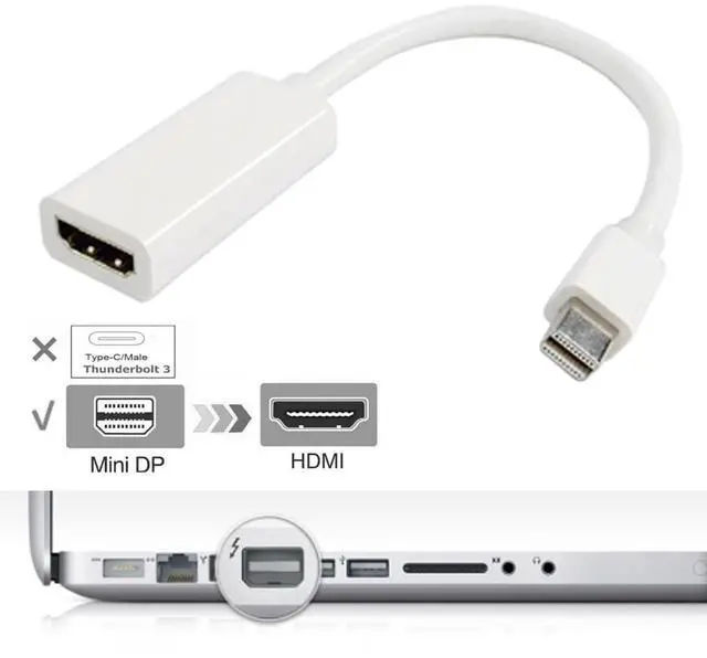 Alt view image 2 of 7 - Vszerda Mini DisplayPort (Mini DP) to HDMI Adapter Cable 0.65ft HDMI to Mini Displayport Cable for Laptop