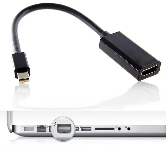 Alt view image 2 of 7 - Vszerda Mini Displayport Mini-DP Port to HDMI Female Audio Video Adapter Cable for MAC 2011 2012 2013 2014 2015 Black