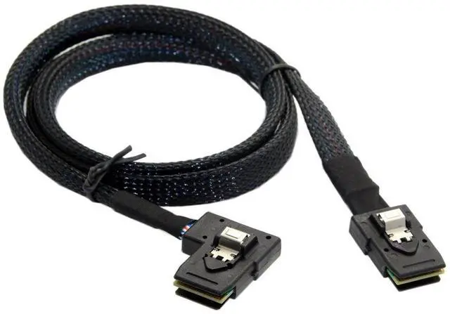 Alt view image 3 of 7 - Vszerda 80cm Ultra Slim Flat Left Angled 90 Degree Mini SAS 36pin SFF-8087 to 8087 Data Raid Cable