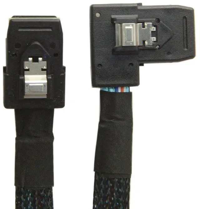 Alt view image 4 of 7 - Vszerda 80cm Ultra Slim Flat Left Angled 90 Degree Mini SAS 36pin SFF-8087 to 8087 Data Raid Cable