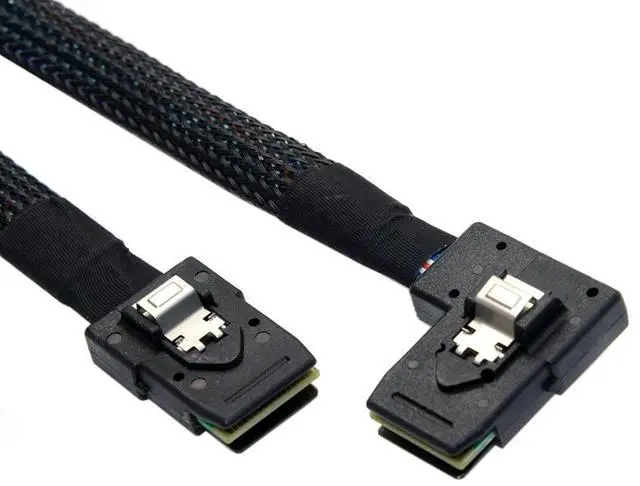 Alt view image 5 of 7 - Vszerda 80cm Ultra Slim Flat Left Angled 90 Degree Mini SAS 36pin SFF-8087 to 8087 Data Raid Cable