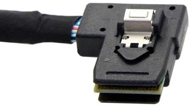 Alt view image 6 of 7 - Vszerda 80cm Ultra Slim Flat Left Angled 90 Degree Mini SAS 36pin SFF-8087 to 8087 Data Raid Cable