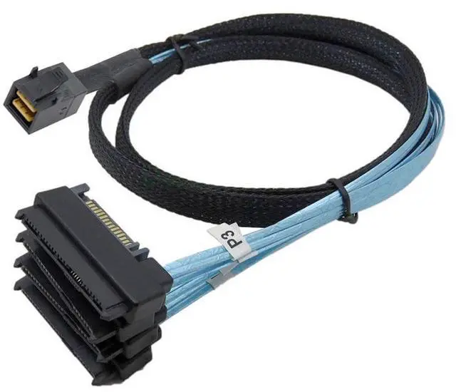 Alt view image 6 of 7 - Vszerda Mini SAS SFF-8643 Host 1 to 4 SAS SFF-8482 29Pin Target SAS Disk 6Gbps Data Server Raid Cable 0.5M