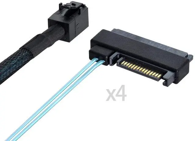 Alt view image 7 of 7 - Vszerda Mini SAS SFF-8643 Host 1 to 4 SAS SFF-8482 29Pin Target SAS Disk 6Gbps Data Server Raid Cable 0.5M