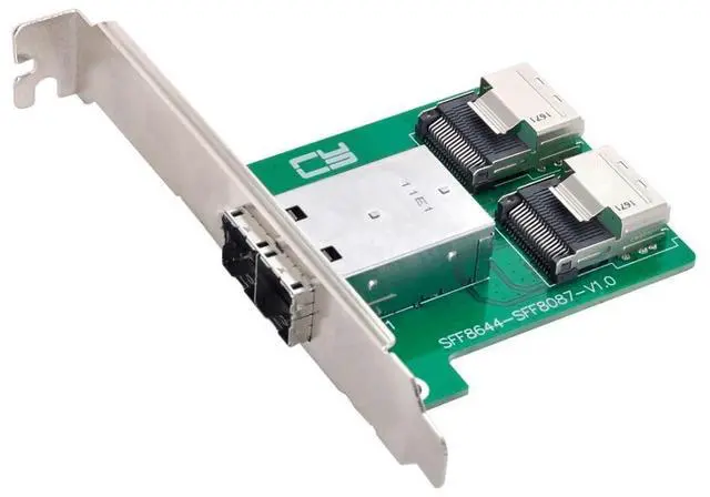 Main image of Vszerda Mini SAS 2 SFF-8644 to 2 SFF-8087 HD Data Server Converter Adapter with Bracket