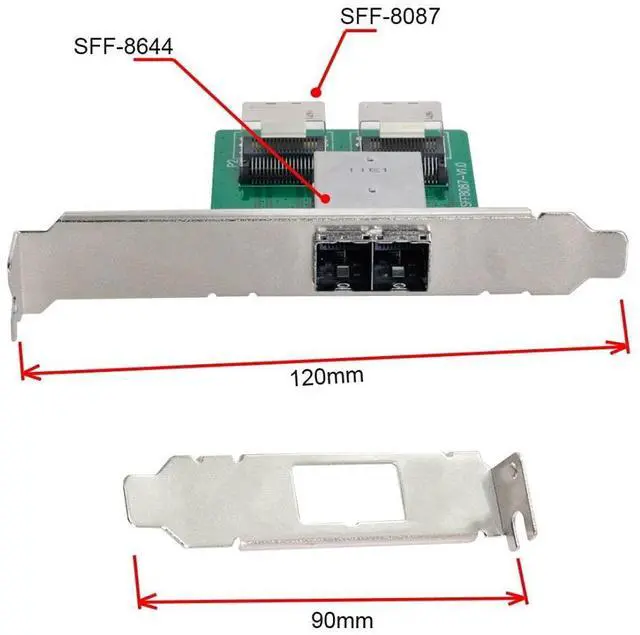 Alt view image 6 of 7 - Vszerda Mini SAS 2 SFF-8644 to 2 SFF-8087 HD Data Server Converter Adapter with Bracket