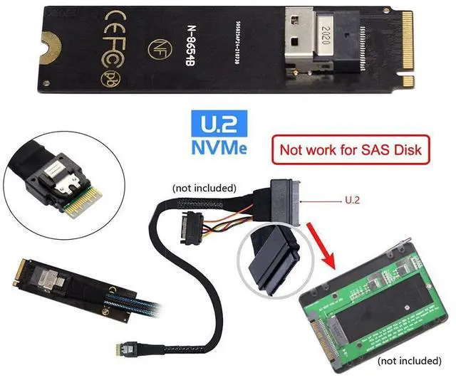 Alt view image 4 of 7 - Vszerda Slimline SFF-8654 to M.2 NGFF M-Key Adapter for PCIe x4 NVMe NGFF SSD