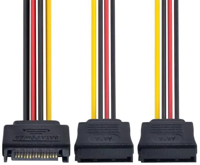 Alt view image 3 of 4 - Vszerda SATA Power Cable,SATA II Hard Disk 15Pin Male 1 to 2 Female Splitter Extension Power Cable for SSD HDD 5V 12V