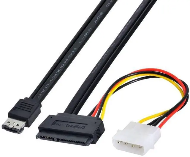 Alt view image 2 of 7 - Vszerda Power eSATA to SATA 22Pin Data Transfer Extension Cable with IDE 4Pin Power Support 5V/12V Power for 2.5"/3.5" Hard Disk Drive 50cm