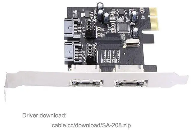 Alt view image 3 of 7 - Vszerda PCIe X1 to 2 SATA 3.0  2 eSATA PCIE SATA3 6Gbps PCIe Expansion Card Adapter