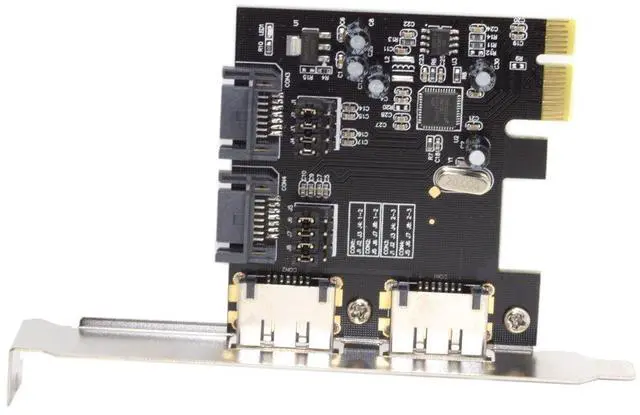 Alt view image 4 of 7 - Vszerda PCIe X1 to 2 SATA 3.0  2 eSATA PCIE SATA3 6Gbps PCIe Expansion Card Adapter
