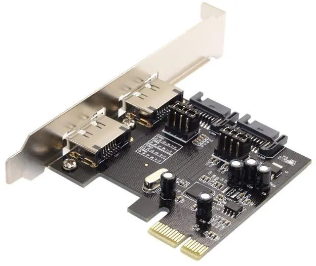 Alt view image 5 of 7 - Vszerda PCIe X1 to 2 SATA 3.0  2 eSATA PCIE SATA3 6Gbps PCIe Expansion Card Adapter