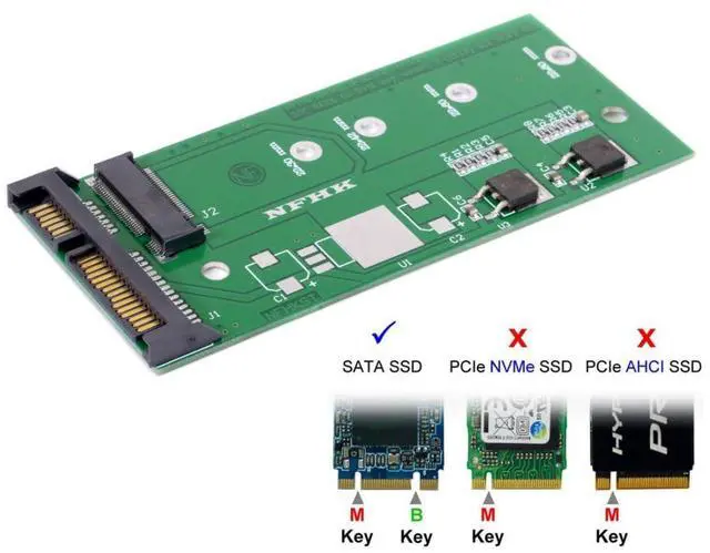 Alt view image 2 of 7 - Vszerda M.2 NGFF B/M-Key SATA SSD to 2.5" SATA Hard Disk PCB Converter Adapter (Not Work NVEM SSD to SATA) with SATA to USB 3.0 Data Cable