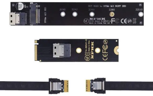 Alt view image 7 of 7 - Vszerda M.2 NVME NGFF M-Key SSD Male to Female Extension Cable 40cm with SFF-8654 Connector Adapter for Mainboard SSD 2280/22110