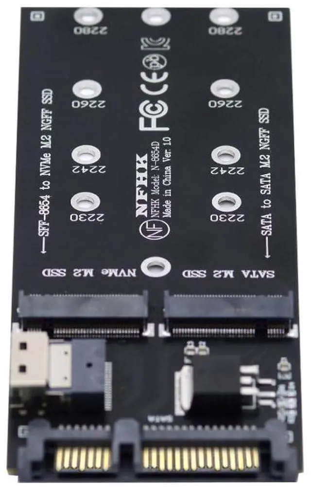 Alt view image 6 of 7 - Vszerda M.2 NVME PCIE SSD to SFF-8654 NGFF SATA SSD to SATA 2 in 1 Combo Adapter for Mainboard (Not Work NVEM SSD to SATA)
