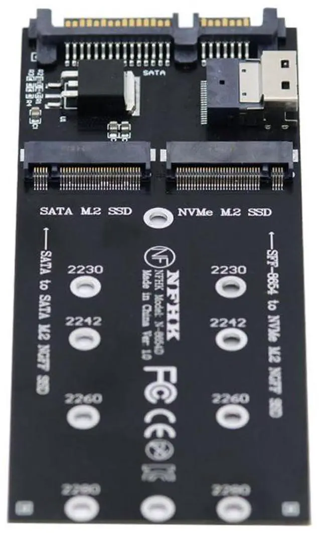 Alt view image 7 of 7 - Vszerda M.2 NVME PCIE SSD to SFF-8654 NGFF SATA SSD to SATA 2 in 1 Combo Adapter for Mainboard (Not Work NVEM SSD to SATA)