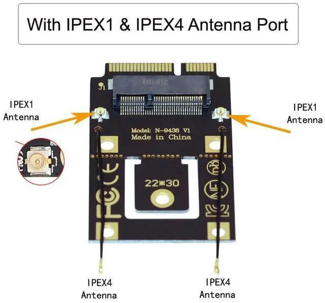 Alt view image 7 of 7 - Vszerda M.2 Key-A NGFF to Mini PCI-E PCI Express Converter Adapter for 9260 8265 7260 WIFI6 WIFI7 AC Card
