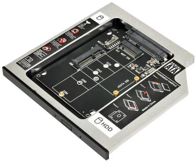 Main image of Vszerda Universal 9.5mm M.2 NGFF/mSATA SSD to SATA 2nd SSD HDD Hard Drive Caddy Upgrade Extension Adapter Tray Enclosures for Laptop Optical Drive Slot