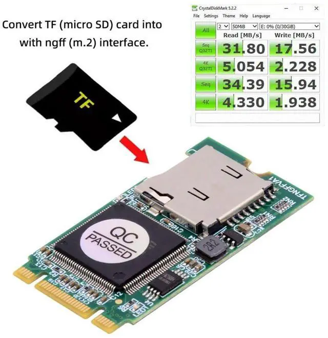Alt view image 6 of 7 - Vszerda Micro SD T-Flash TF Card to M.2 NGFF B+M Key TF Card Rearder Adapter 22x42mm