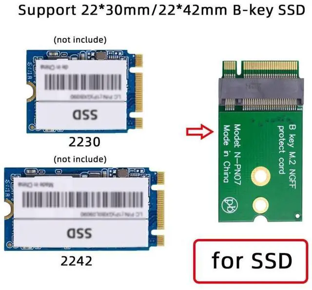 Alt view image 4 of 7 - Vszerda M.2 22x30mm to 22x42mm NGFF B-Key SATA SSD Upgrade Extension Protect Card Adapter for 2230 SSD LTE Card