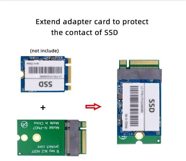 Alt view image 5 of 7 - Vszerda M.2 22x30mm to 22x42mm NGFF B-Key SATA SSD Upgrade Extension Protect Card Adapter for 2230 SSD LTE Card