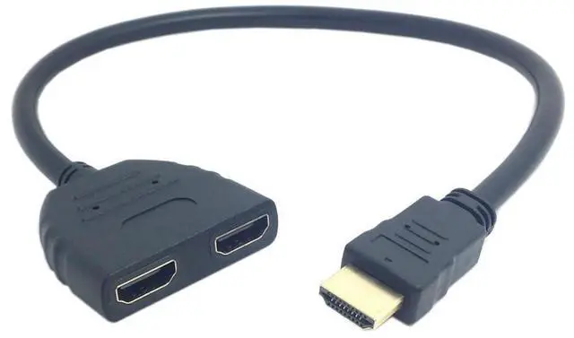 Alt view image 6 of 6 - Vszerda HDMI 1 Male to 2 Female Y Splitter Switch Extension Adapter Cable for for PC HDTV Laptop 1080P