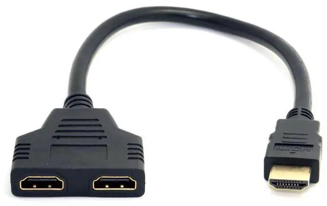 Alt view image 4 of 6 - Vszerda HDMI 1 Male to 2 Female Y Splitter Switch Extension Adapter Cable for for PC HDTV Laptop 1080P