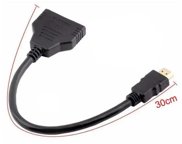 Alt view image 3 of 6 - Vszerda HDMI 1 Male to 2 Female Y Splitter Switch Extension Adapter Cable for for PC HDTV Laptop 1080P