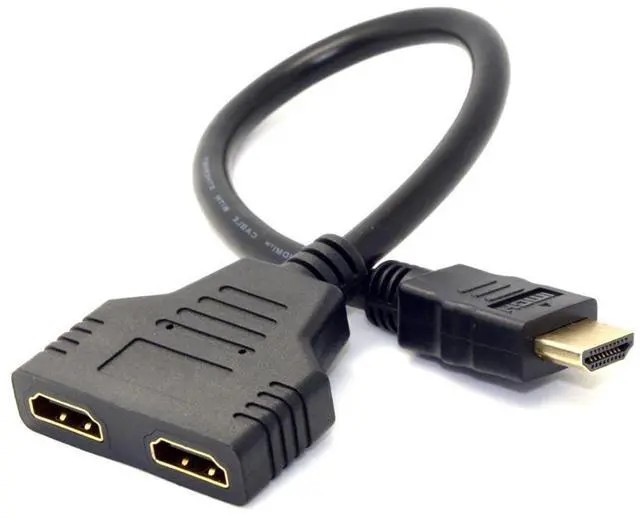 Alt view image 5 of 6 - Vszerda HDMI 1 Male to 2 Female Y Splitter Switch Extension Adapter Cable for for PC HDTV Laptop 1080P