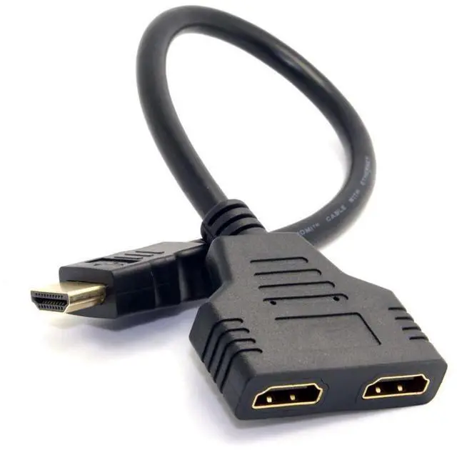 Alt view image 2 of 6 - Vszerda HDMI 1 Male to 2 Female Y Splitter Switch Extension Adapter Cable for for PC HDTV Laptop 1080P