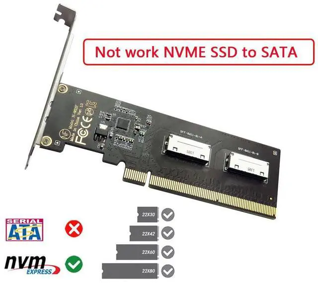 Alt view image 5 of 7 - Vszerda Oculink to PCIe 4.0 X16 Adapter 2 Port SFF-8611/8612 8i to PCI Express Expansion Card Adapter with 8cm/12cm Slot Bracket