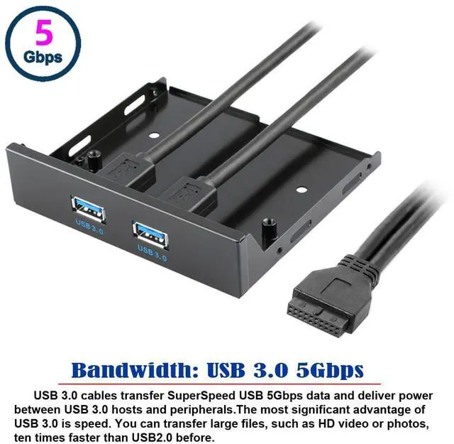 Alt view image 4 of 7 - Vszerda USB 3.0 HUB Front Panel Header 19/20Pin Male 1 to 2 USB 3.0 Female Mainboard Header Port Extension Cable Adapter for PC 3.5" Floppy Bay