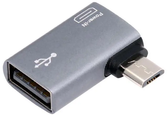 Alt view image 7 of 7 - Vszerda 2 in 1 Micro USB OTG Power Adapter Micro USB Male to USB 2.0 Female 90 Degree Left Angled Connector Adapter