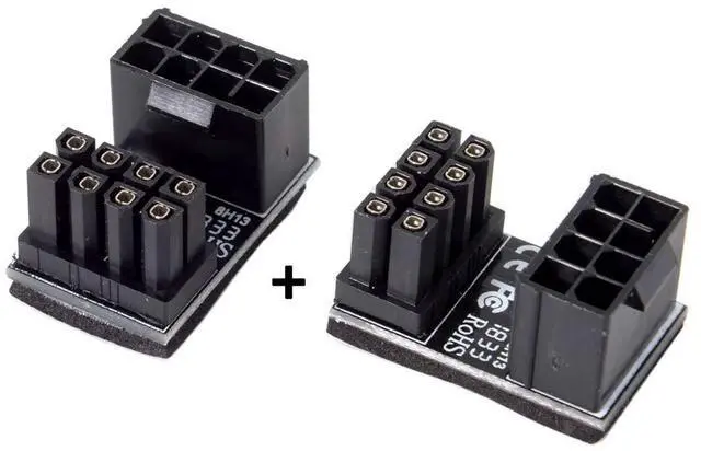 Alt view image 2 of 6 - Vszerda 2 Pack ATX 8Pin Male to Female 180 Degree Angled GPU Graphics Card Power Connector Adapter