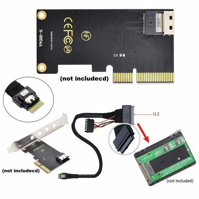 Alt view image 6 of 7 - Vszerda PCIe 4.0 SFF-8654 to SFF-8639 Cable with SATA Power for U.2 SFF-8639 NVME SSD Motherboard Internal Expansion 1.64FT/0.5M