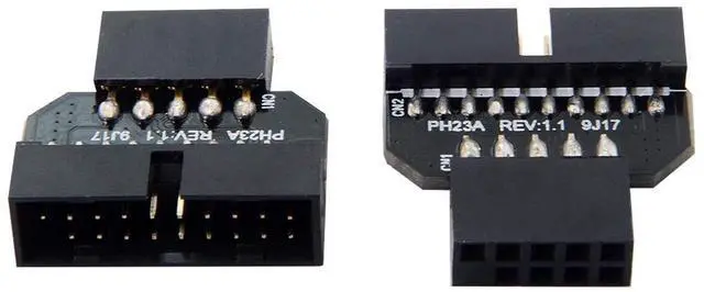 Alt view image 6 of 7 - Vszerda 2 Pack USB 2.0 Front Panel Header 9/10Pin Male/Female to 19/20Pin Male/Female Mainboard Header Gender Changer Connector Adapter