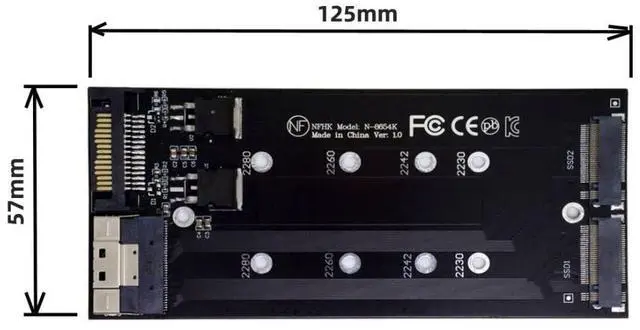 Alt view image 6 of 7 - Vszerda Dual 2X M.2 NVME AHCI to Slimline SFF-8654 8X PCIE Express 3.0 4.0 Raid Card VROC Raid0 Hyper Adapter