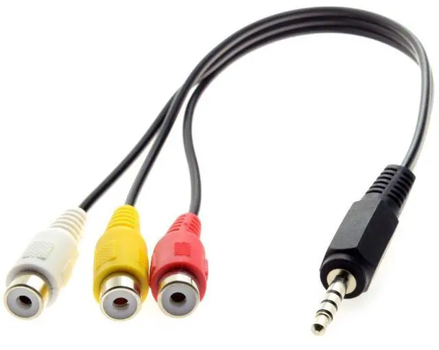 Main image of Vszerda 3.5mm 1/8" Male Stereo Car AUX to 3 RCA AV Female Cord Audio Video Composite Cable 20cm