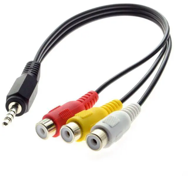 Alt view image 2 of 6 - Vszerda 3.5mm 1/8" Male Stereo Car AUX to 3 RCA AV Female Cord Audio Video Composite Cable 20cm
