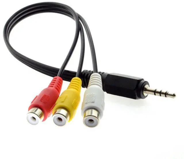Alt view image 3 of 6 - Vszerda 3.5mm 1/8" Male Stereo Car AUX to 3 RCA AV Female Cord Audio Video Composite Cable 20cm