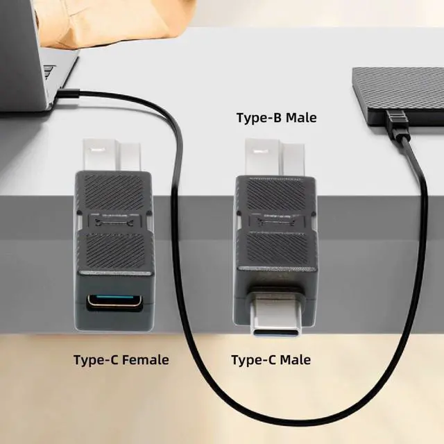 Alt view image 4 of 7 - Vszerda 2 Pack USB C Male/Female to USB 3.0 Type B Male Adapter for Printer,Hard Disk,Camera