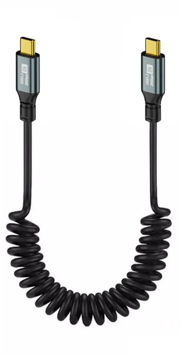 Main image of Vszerda USB C to C Coiled Cable USB 3.2 Gen 2x2 20Gbps PD 100W 8K@60Hz Data Transfer Fast Charging Extension Cable 6ft 1.8M