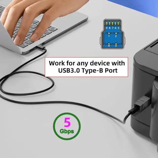 Alt view image 5 of 7 - Vszerda 2 Pack USB 3.0 Type A Male/Female to USB 3.0 Type B Male Adapter for Printer,Hard Disk,Camera