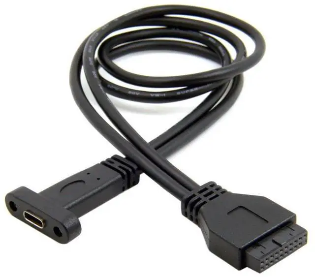 Alt view image 6 of 7 - Vszerda USB 3.0 Front Panel Header 19/20Pin Male to USB C Female Chassis Back Panel Port Extension Cable 0.4M with 12cm PCI-E Slot Bracket