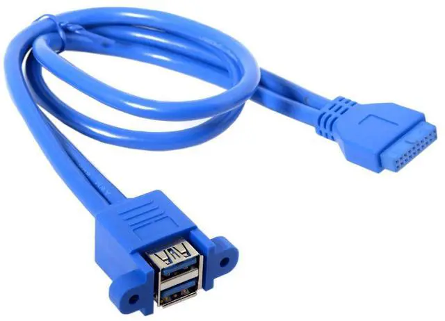 Alt view image 3 of 7 - BUCIER Stackable USB 3.0 Female Panel Type to Motherboard 19Pin 20Pin Header Cable 5Gbps Dual Ports 50cm